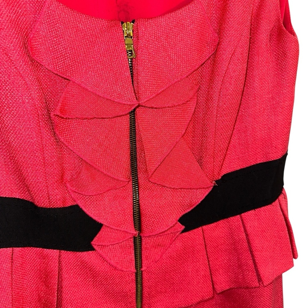 Phoebe Couture Raspberry Tweed Peplumed Zipper Front Dress Size 12 - Picture 7 of 8